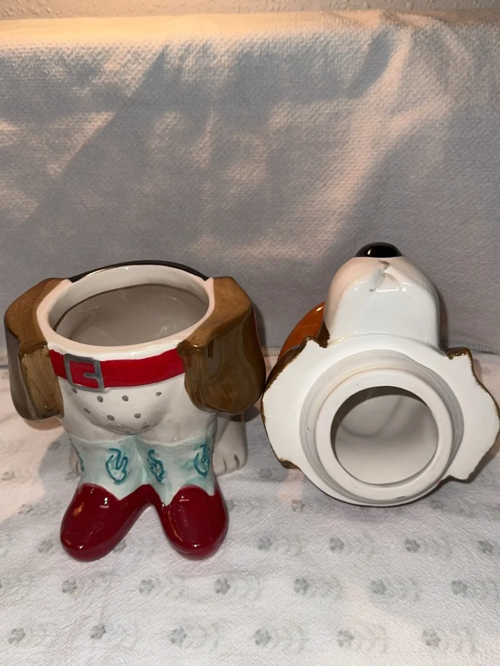 The Pioneer Woman Brown & White Dog Cookie Jar with Red Boots